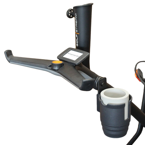 Golfstream express with cup holder and umbrella stand installed